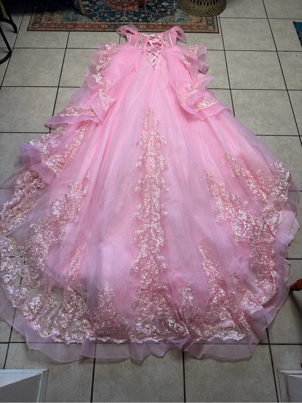 Pink Princess Ball Gown Quince Prom Cosplay Corset Dress Size 6 NWOT - Picture 3 of 16